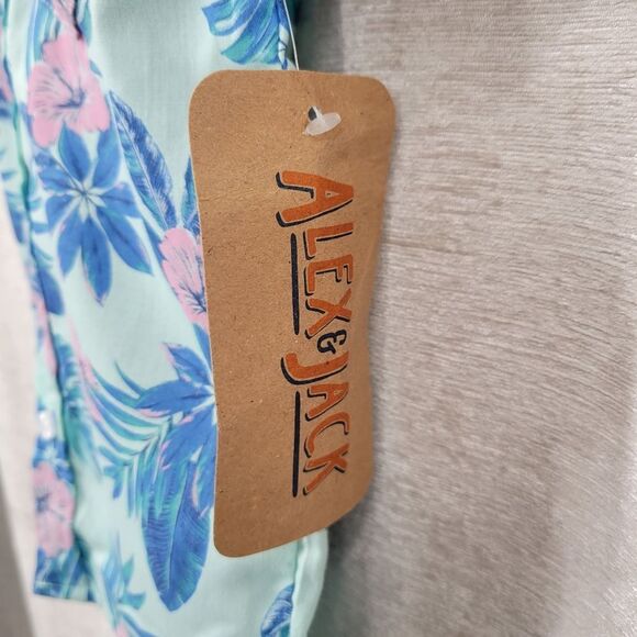 Alex & Jack Tropical Floral Kids Shirt Blue and Pink - Picture 4 of 8